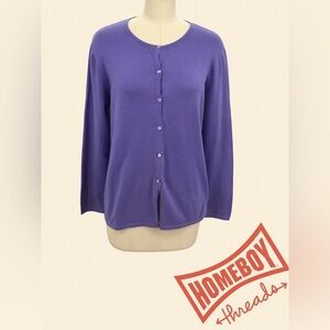 Sutton Studio Women’s Purple Button-Up Cardigan Size M